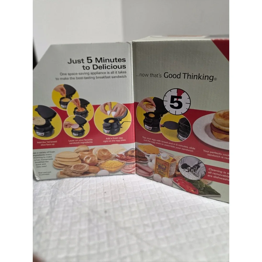 Hamilton Beach Breakfast Sandwich Maker‎ Black 25477 Quick Easy 5 Minutes NEW